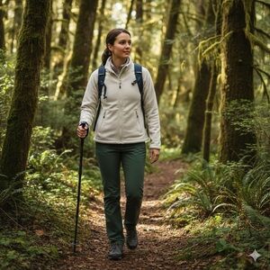 VINTAGE Nike Jacket Womens Large Cream ACG Zip Fleece Coat Sherpa Full Zip
